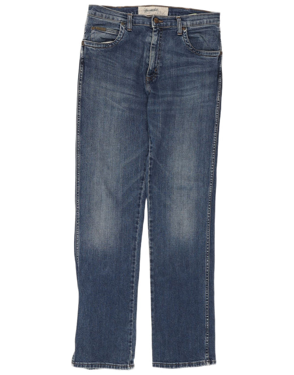 WRANGLER Blugi drepti pentru bărbați W32 L33 Bumbac albastru