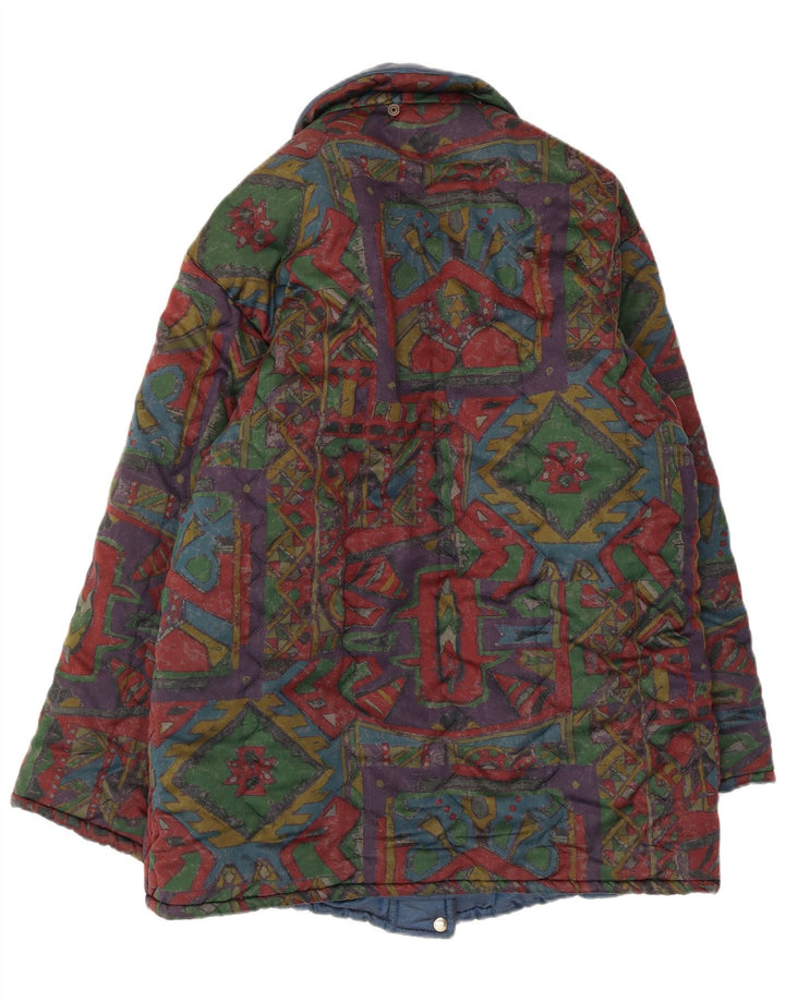 Jachetă căptușită reversibilă pentru bărbați vintage UK 40 mare, multicoloră, geometrică