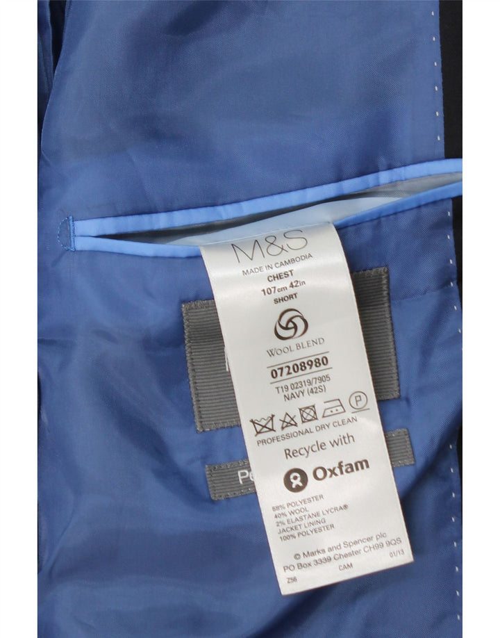 Jachetă pentru bărbați Marks & Spencer cu 2 nasturi, UK 42 XL, poliester bleumarin