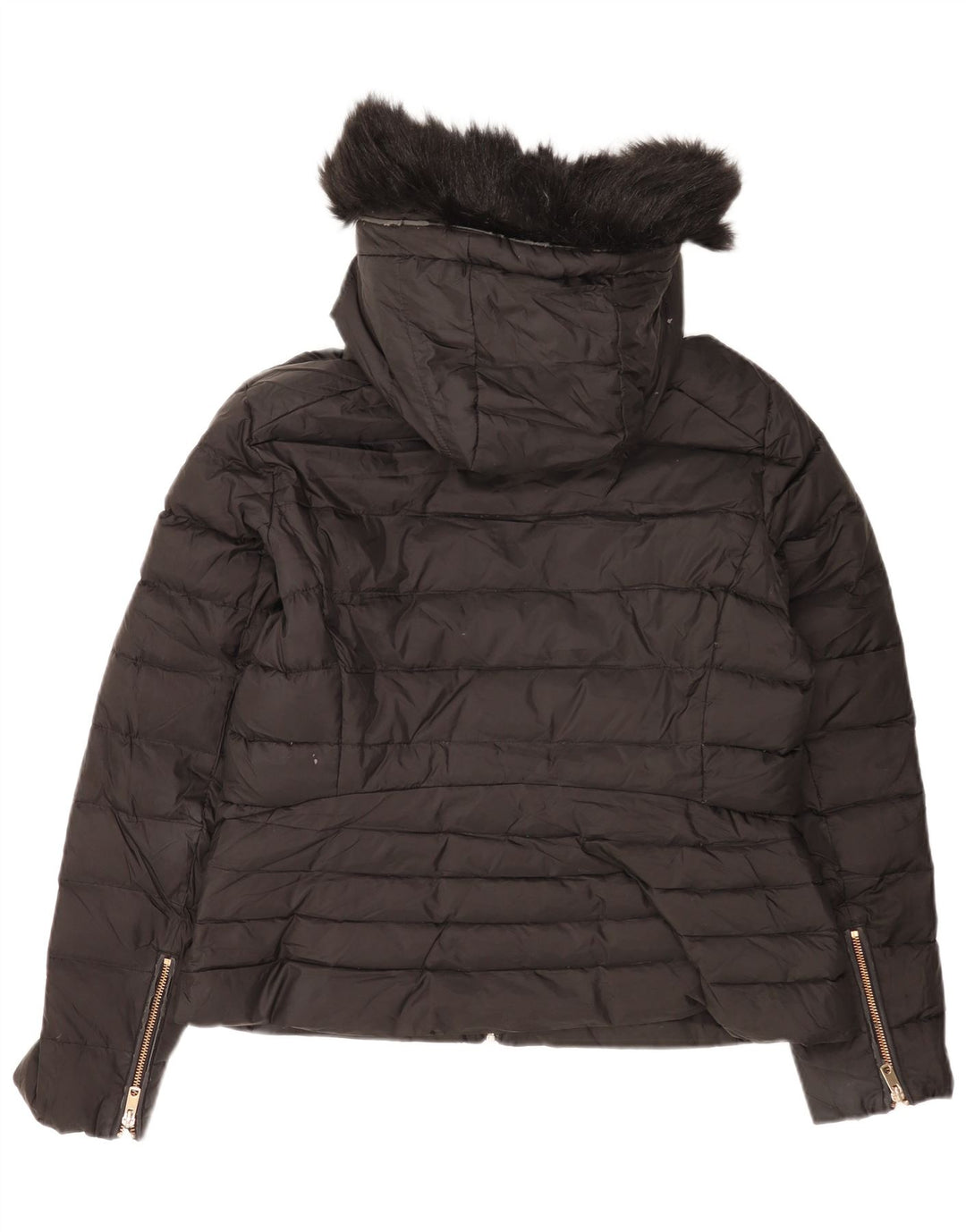 Jachetă căptușită cu glugă pentru femei Zara UK 18 XL Poliester negru