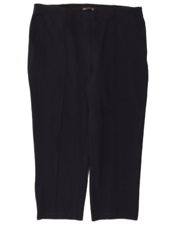 Pantaloni tăiați drept pentru femei Marks & Spencer UK 18 XL W38 L24 bleumarin