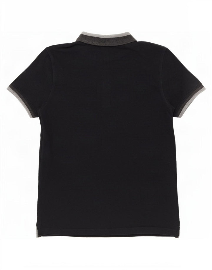 Tricou polo Lyle & Scott pentru bărbați, bumbac negru mediu, bloc de culoare
