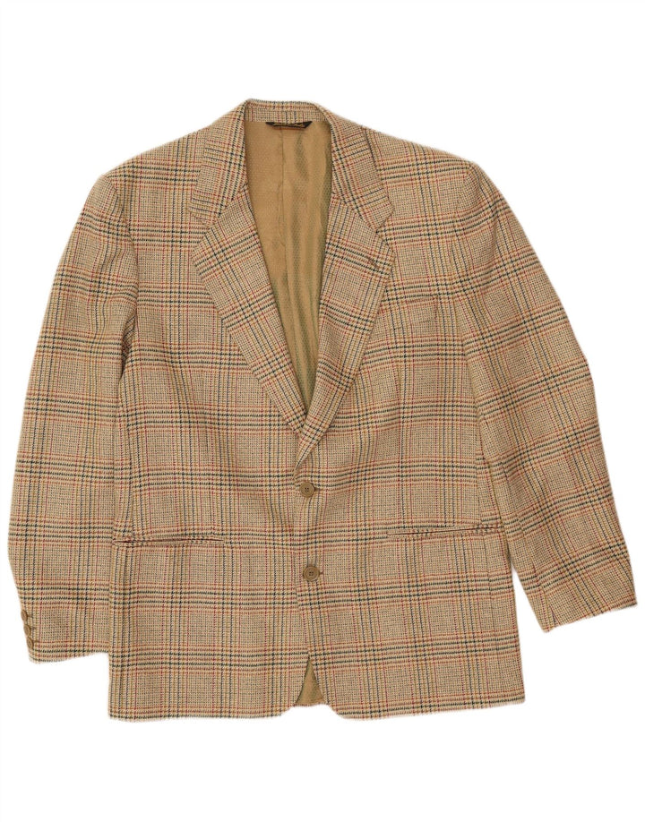 Jachetă Vintage pentru bărbați cu 2 nasturi IT 52 XL Lână cu carouri bej