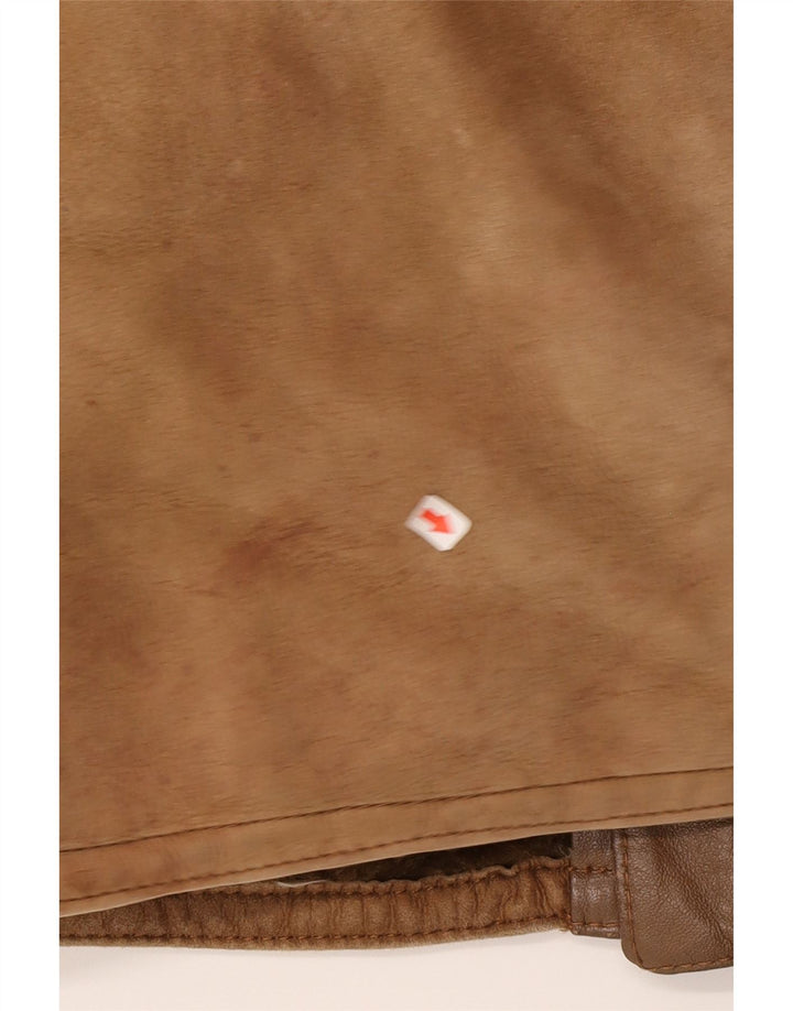 Pardesiu vintage pentru bărbați din shearling UK 40 mare maro