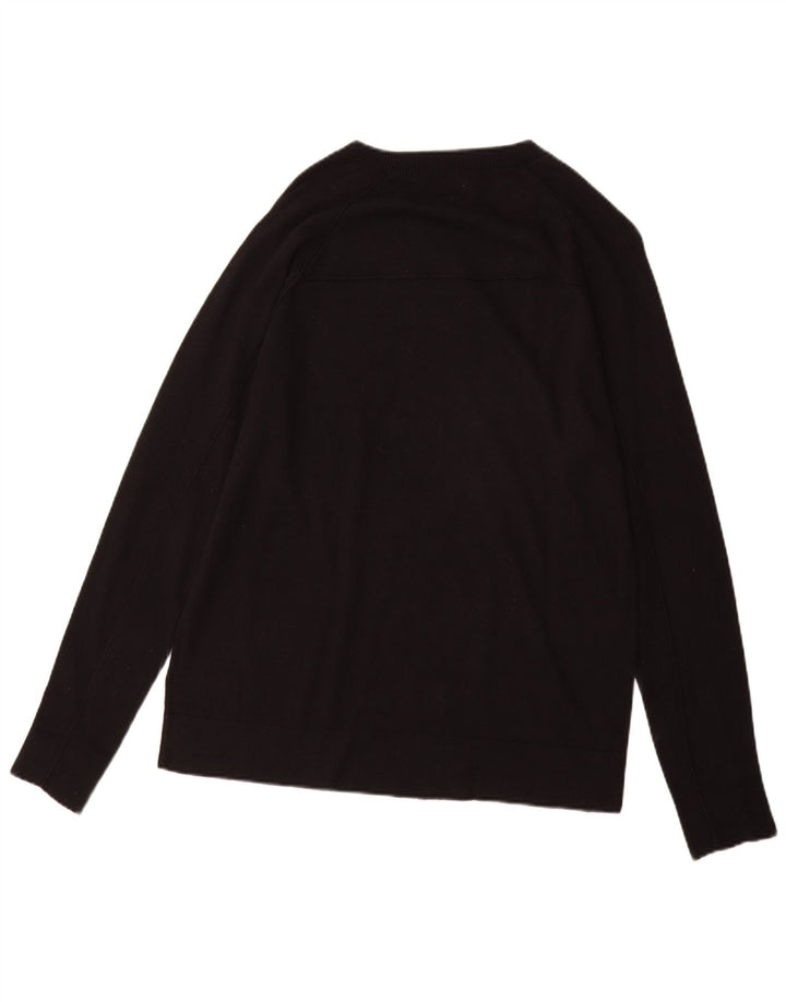 Pulover Farhi pentru bărbați, cu gât de barcă, mare, negru, bumbac