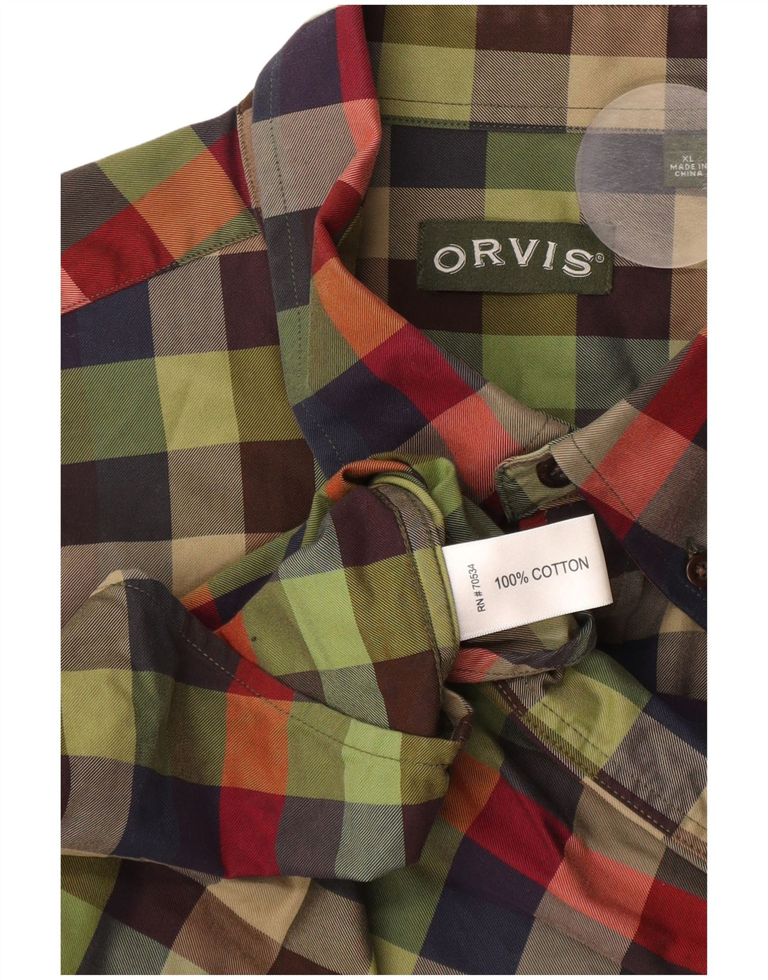 Cămașă pentru bărbați Orvis XL, bumbac cu carouri verde