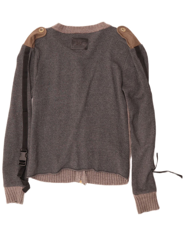 Pulover cardigan pentru bărbați Dolce & Gabbana UK 10 mic, gri, bumbac color bloc