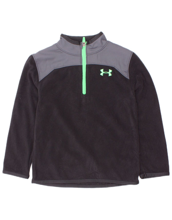 Pulover din lână Under Armour pentru băieți, cu fermoar și gât, 4-5 ani, negru colorblock