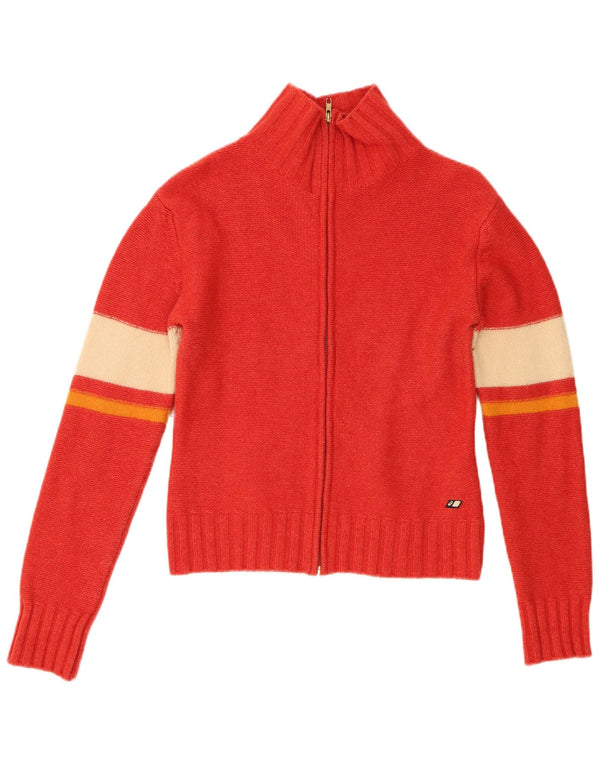 Pulover cardigan pentru femei Asics UK 10, roșu mic, lână de miel color bloc