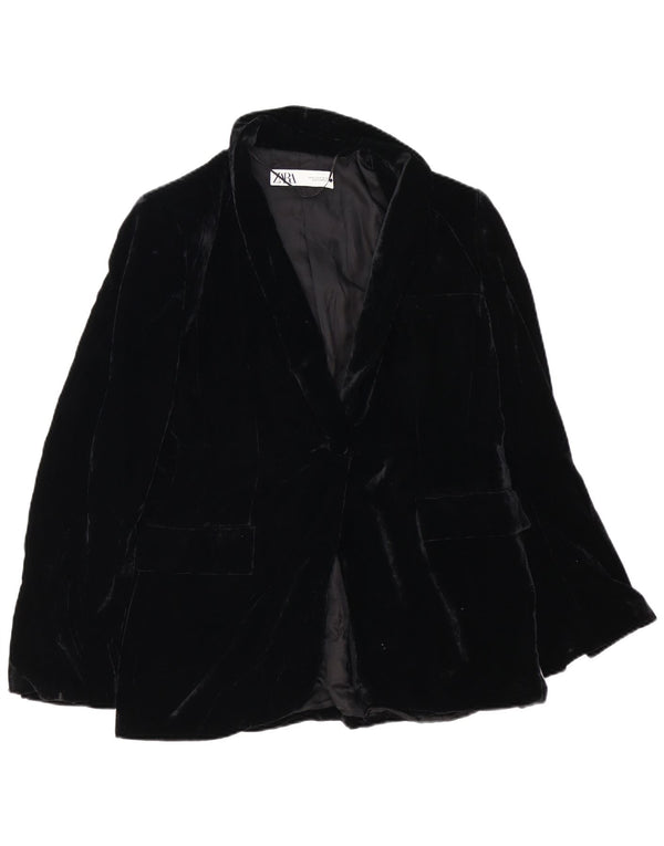 Jachetă pentru femei Zara, supradimensionată, din catifea, cu 1 nasture, UK 14 Medium Negru