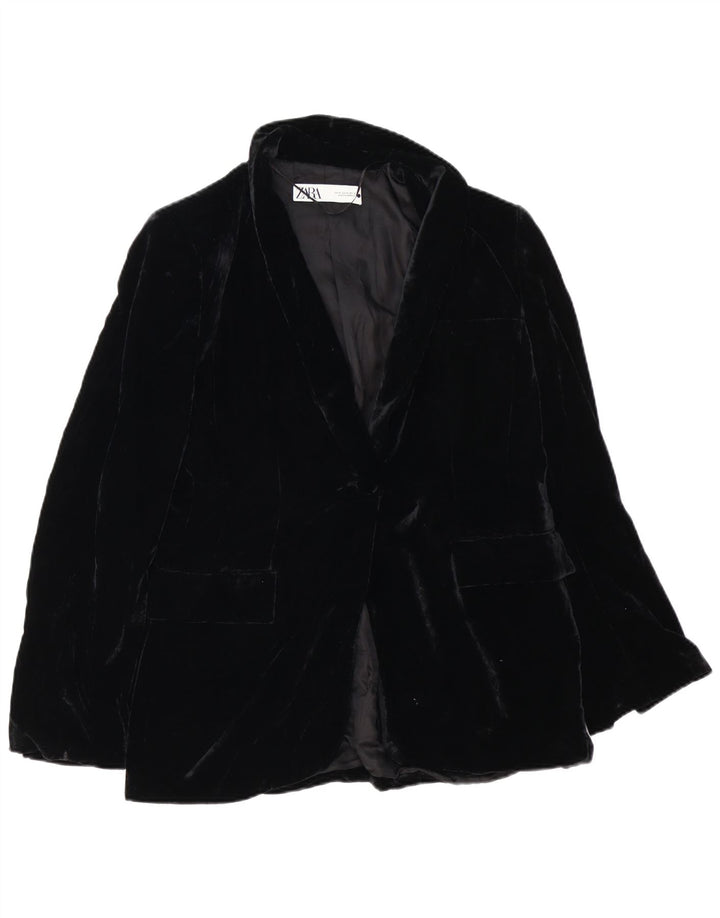 Jachetă pentru femei Zara, supradimensionată, din catifea, cu 1 nasture, UK 14 Medium Negru