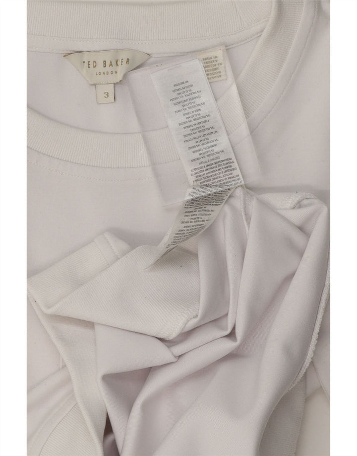 TED BAKER Womens Graphic Oversized Sweatshirt Jumper Size 3 Medium White Vintage Ted Baker and Second-Hand Ted Baker from Messina Hembry 