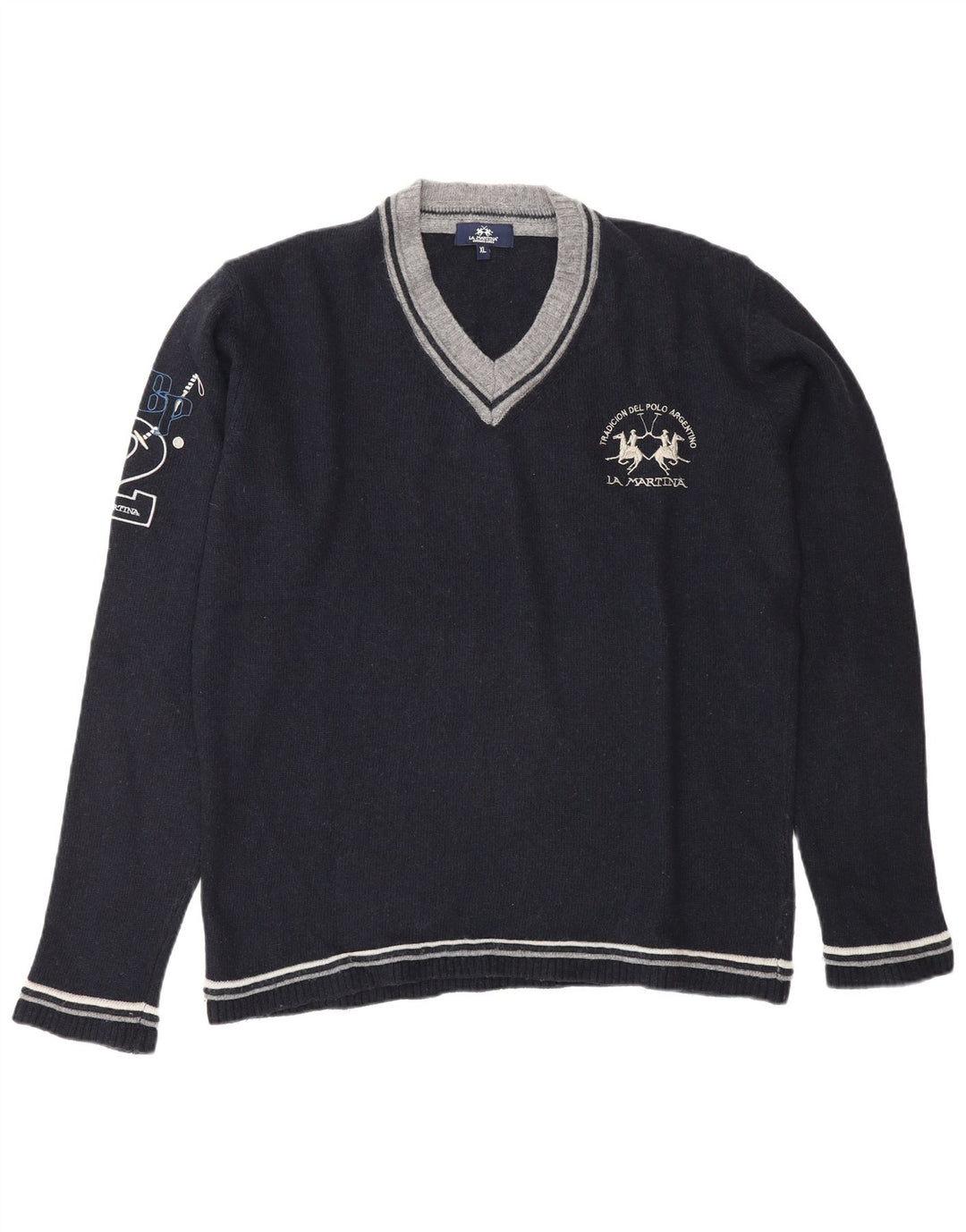Pulover pentru bărbați La Martina cu decolteu în V, XL, bleumarin