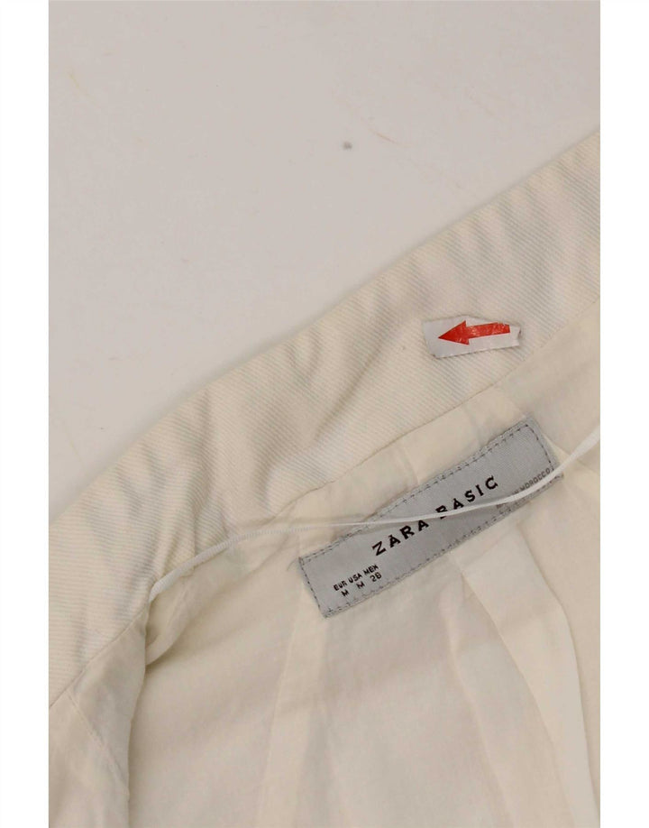 Jachetă Bolero deschisă pentru femei Zara UK 12, bumbac alb mediu