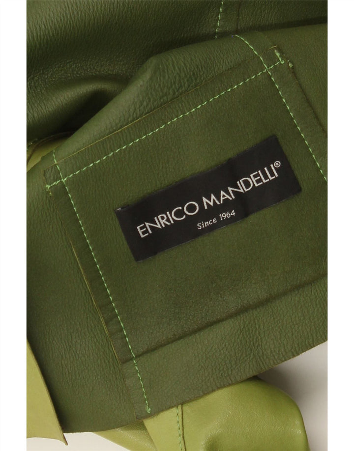 Jachetă Blazer din piele cu 4 nasturi Enrico Mandelli UK 14 verde mediu