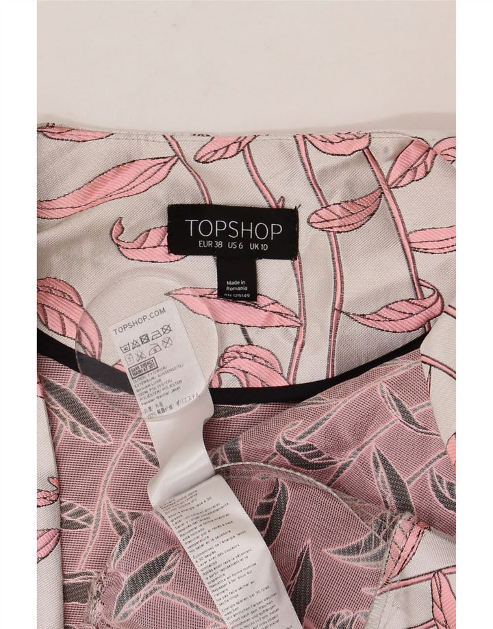 Bluză cămașă Topshop pentru femei Crop Abstract Pattern UK 10 Small White