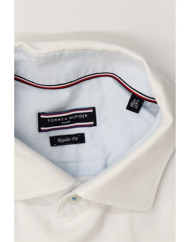 Cămașă Tommy Hilfiger pentru bărbați, cu formă normală, mărimea 42 16 1/2 mare, albă