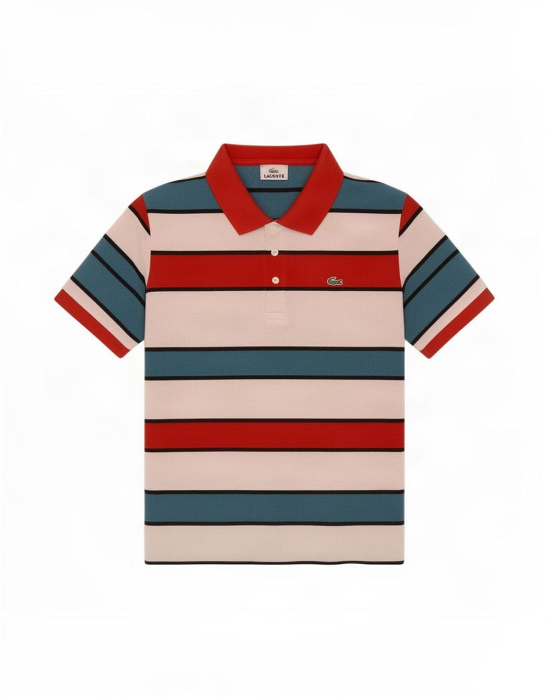 Tricou polo Lacoste pentru bărbați, mărimea 4, bumbac cu dungi multicolore medii