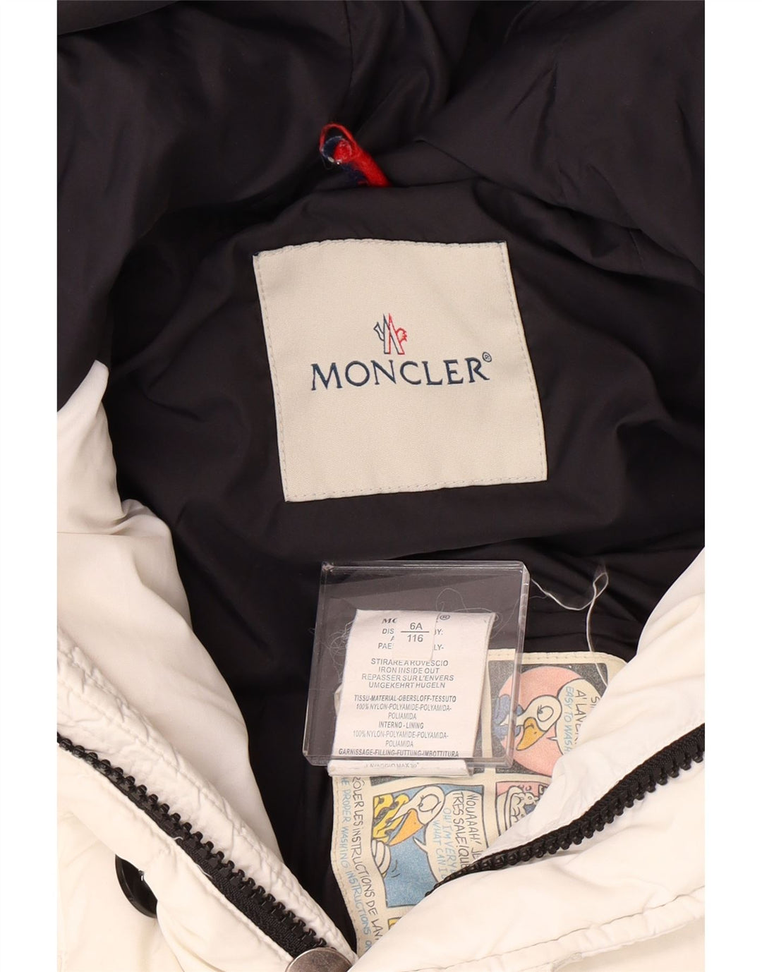 Jachetă căptușită cu glugă pentru fete MONCLER 5-6 ani, nailon alb