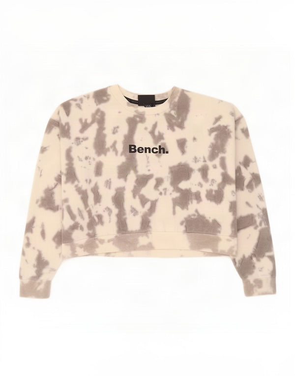 Hanorac crop pentru femei Bench Pulover UK 14 mare, gri Tie Dye Bumbac