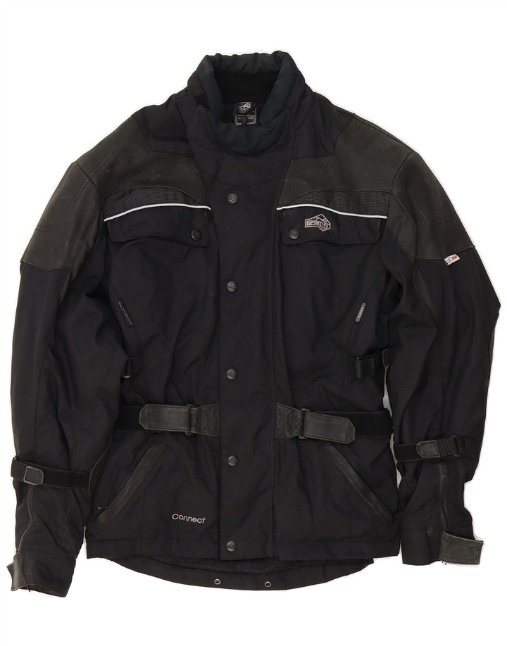 GERMOT Mens Graphic Racer Jacket UK 40 Large Black Polyamide Vintage Germot and Second-Hand Germot from Messina Hembry 