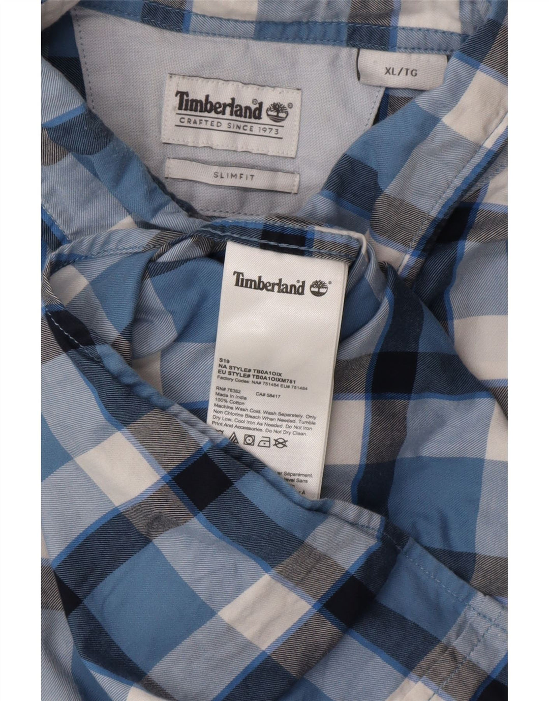 Cămașă pentru bărbați TIMBERLAND Slim Fit XL Blue Check Bumbac