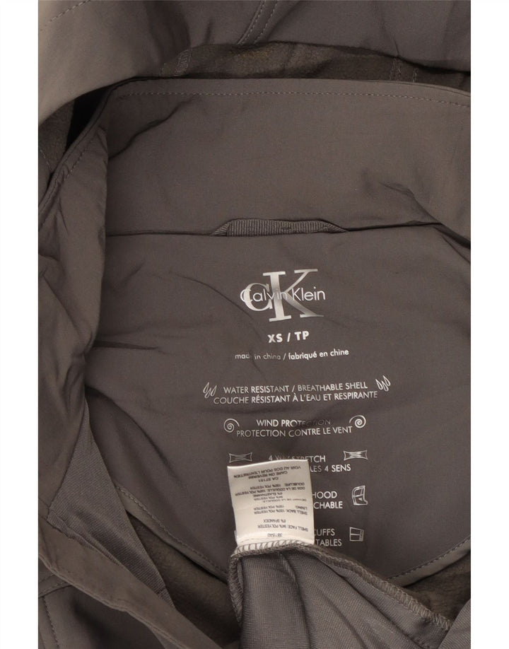 CALVIN KLEIN Jachetă Windbreaker cu glugă pentru femei UK 6 XS Poliester gri
