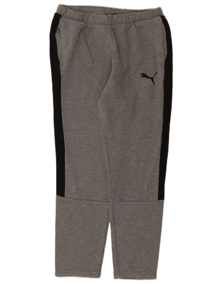 Pantaloni de trening Puma pentru bărbați, bumbac color bloc, gri mediu