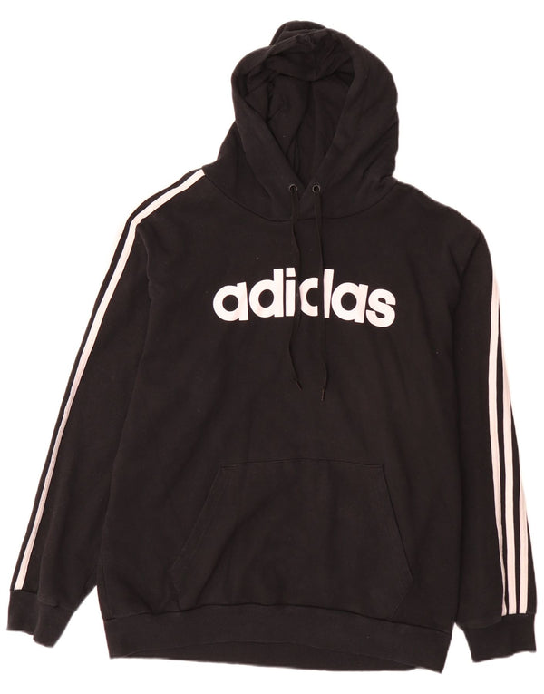 Adidas Mens Graphic Hoodie Jumper XL Black Cotton