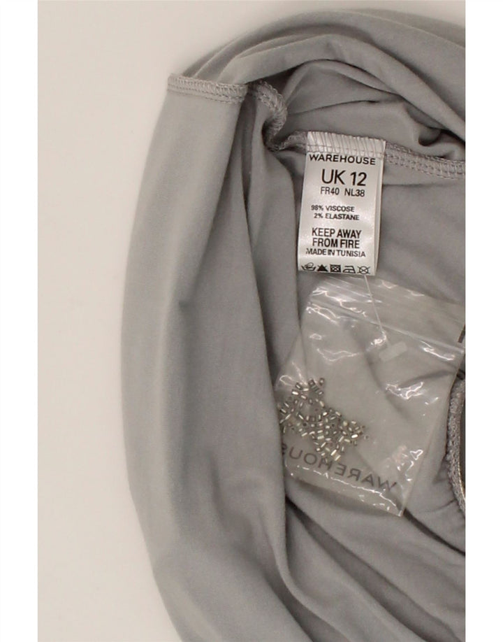 WAREHOUSE Womens Drop Waist Dress UK 12 Medium Grey Viscose Vintage Warehouse and Second-Hand Warehouse from Messina Hembry 