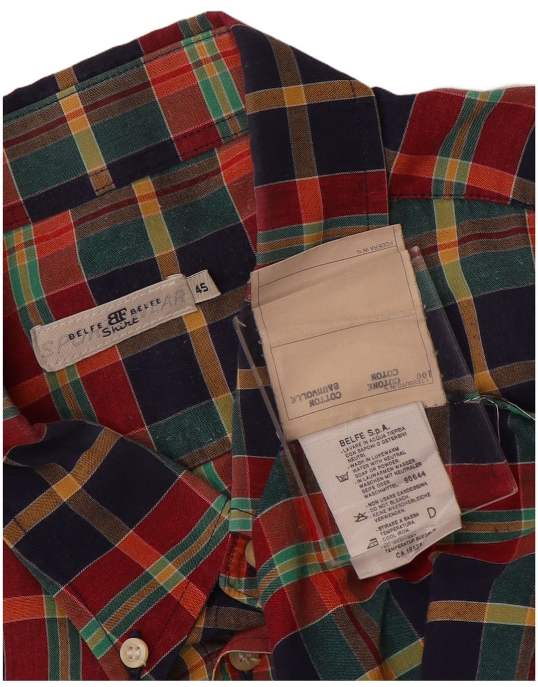 Cămașă cu mânecă scurtă pentru bărbați Belfe & Belfe Mărimea 45 XL Bumbac cu carouri multicolore