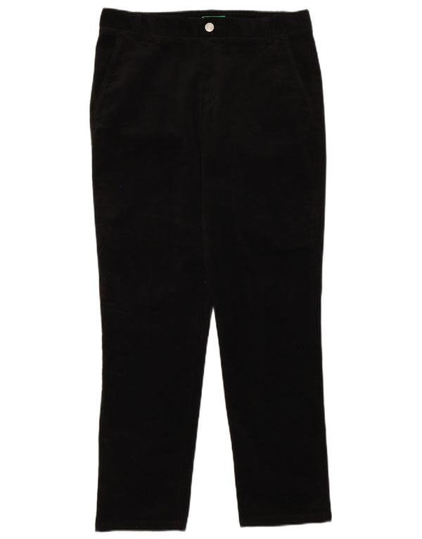 Pantaloni drepti din velur pentru femei BENETTON L30 L27 Black Classic