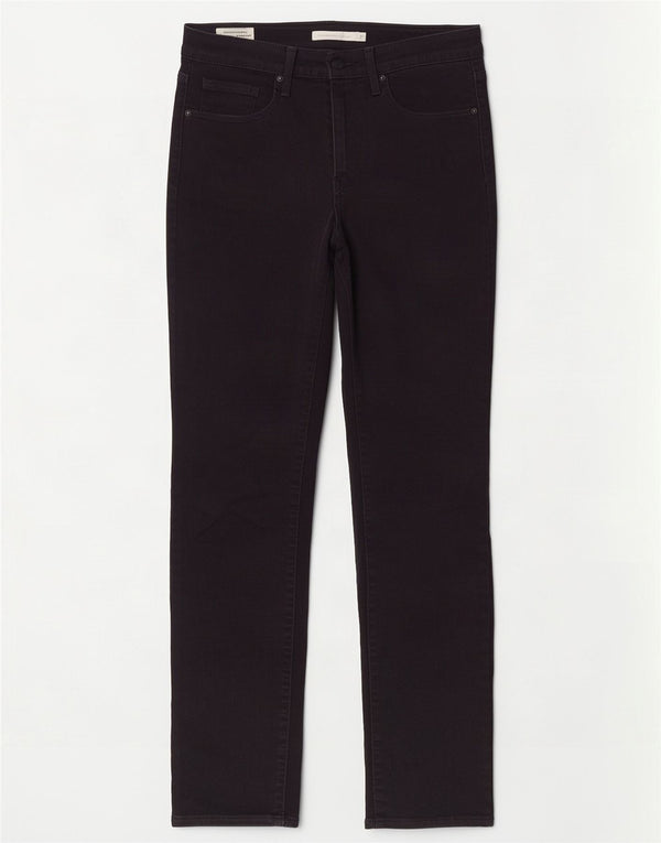 Levi's Womens 724 High Rise Straight Jeans W27 L30 Black Cotton