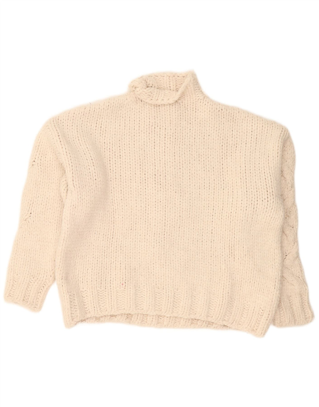 Pulover oversize pentru femei cu gât țestoasă Zara UK 16, mare, alb, acrilic