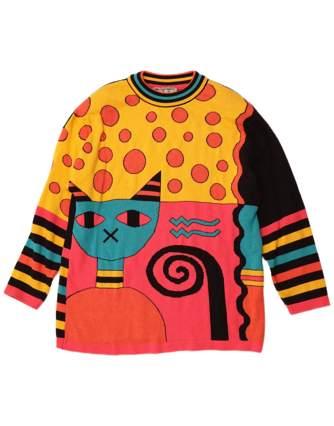 Pulover pentru femei VINTAGE cu gâtul turnat UK 16 mare, multicolor