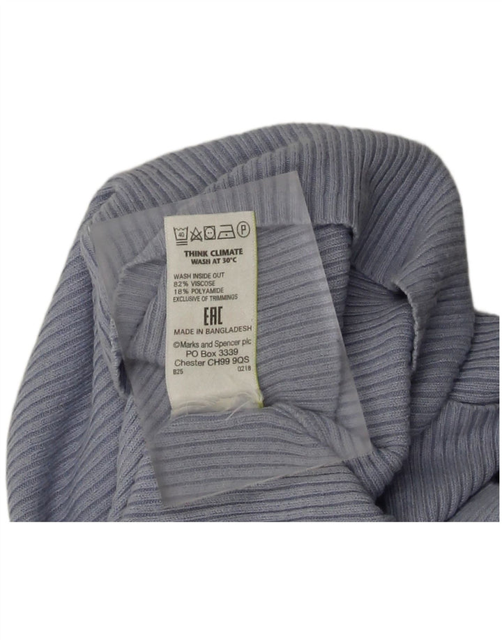 Marks & Spencer Top pentru femei cu mânecă lungă UK 10 Small Blue Viscose