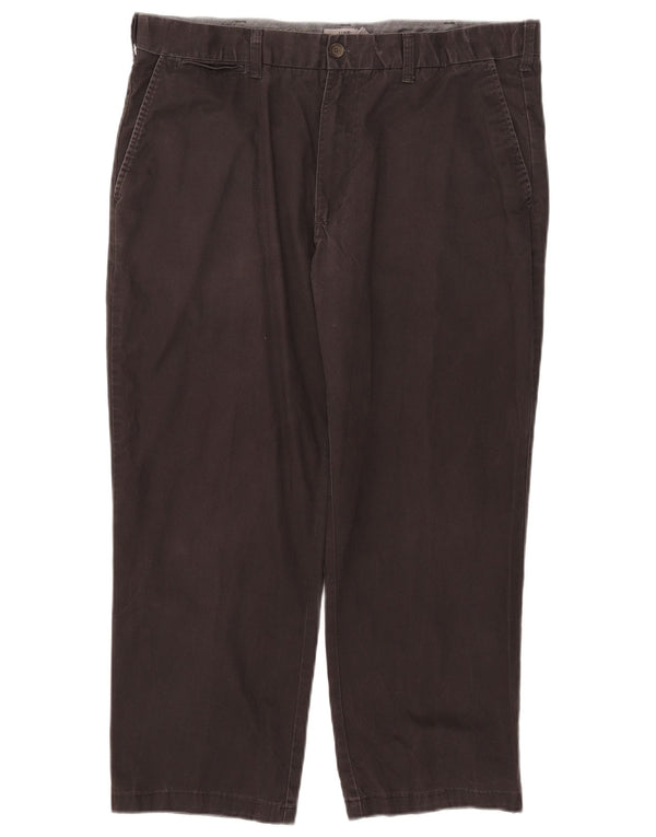 Marks & Spencer Mens Straight Cropped Trousers W38 L24 Brown Cotton