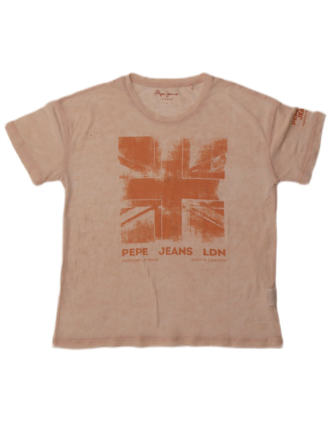 Tricou grafic supradimensionat pentru femei PEPE Jeans Top UK 10 Small Beige Bumbac