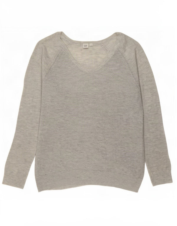 Pulover pentru femei Gap cu decolteu în V UK 18 XL bumbac cu pete gri