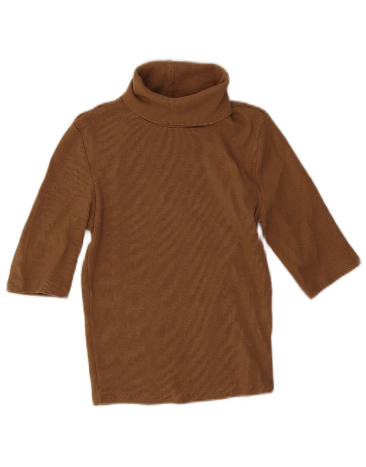 Top crop cu gât rulat pentru femei Zara UK 8 mic, maro, bumbac