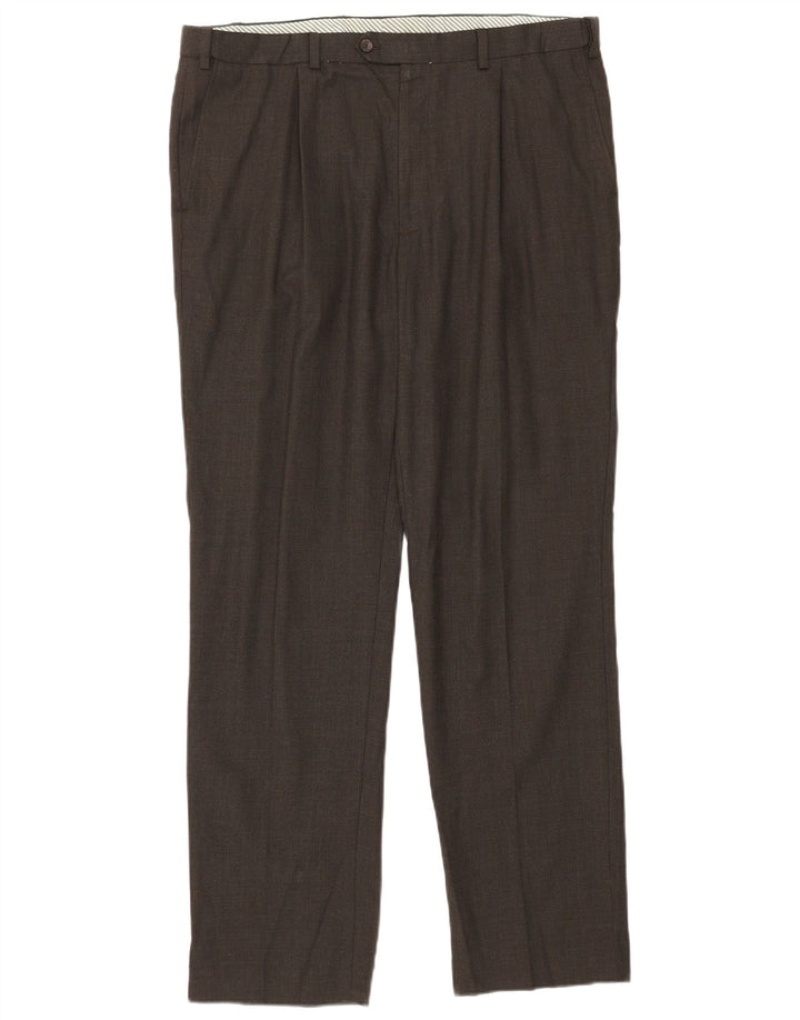 Marks & Spencer Pantaloni drepți pentru bărbați L38 L33 Lână maro