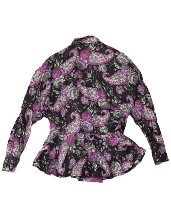Bluză cămașă pentru femei VINTAGE UK 16 mare violet floral