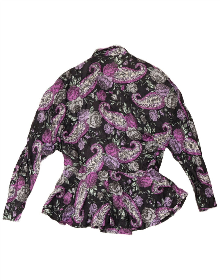 Bluză cămașă pentru femei VINTAGE UK 16 mare violet floral