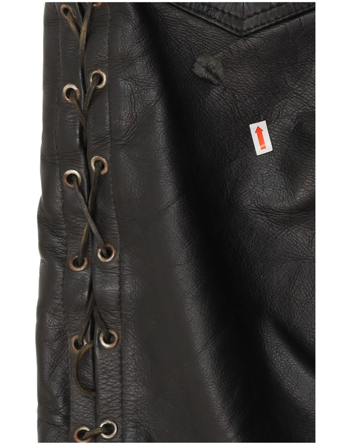 Pantaloni drepți din piele pentru bărbați VINTAGE L30 L30 negru