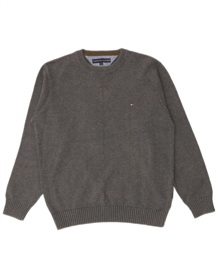 Pulover Tommy Hilfiger pentru bărbați, cu gât crew, bumbac, gri mediu