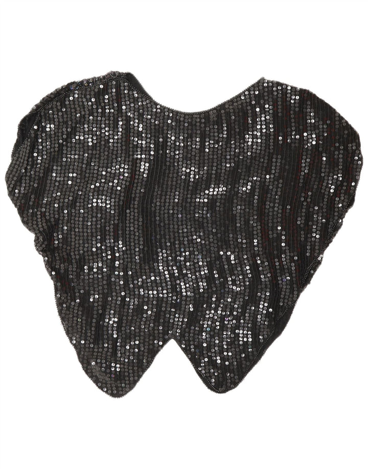 Bluză vintage cu paiete liliac pentru femei UK 16 Large Black Argyle/Diamond