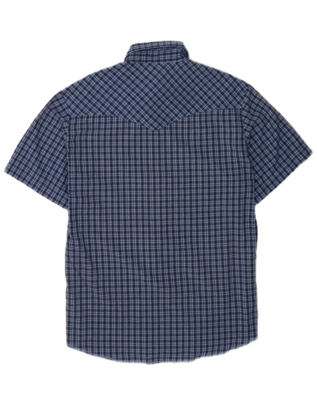 Cămașă cu mânecă scurtă pentru bărbați Wrangler, bumbac cu carouri, albastru bleumarin mediu