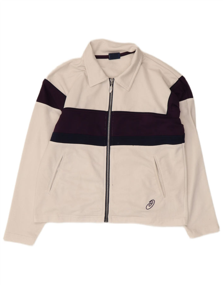 Jachetă de trening supradimensionată pentru femei Asics UK 10, alb, color block