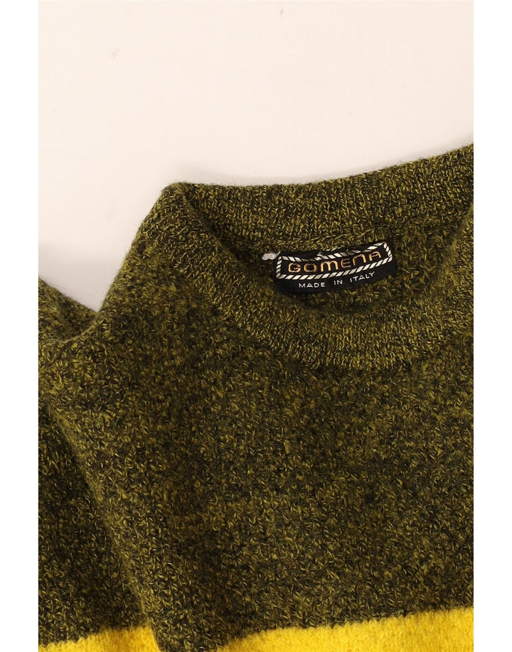 Pulover pentru bărbați cu decolteu rotund cu grafică Gomena, verde mediu, color block