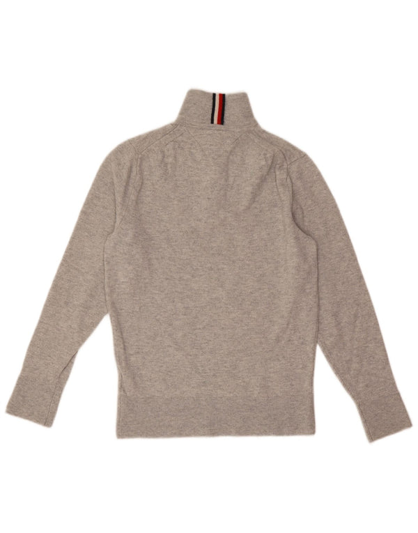 Pulover pentru bărbați Tommy Hilfiger, cu fermoar și gât, lână XS gri